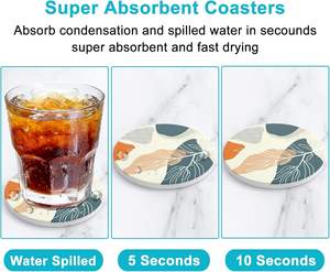 Custom <b>Coasters</b> With <b>Cork</b> Base Absorbent <b>Coasters</b> With Holder Set Stone Ceramics <b>Coasters</b> for Drinks Customized Printed - Product Image 4