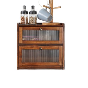 Wooden Bread Box Rectangle Solid Wood Storage Cabinet For <b>Kitchen</b> Counter Display Cake Dessert Storage - Product Image 1