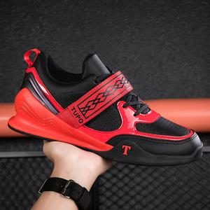 Chaussures de lutte en mesh de haute qualité Coexistence avec semelle extérieure en caoutchouc et semelle intermédiaire en PU pour hommes - Squat, combat, fitness, entraînement en salle de sport, boxe - Product Image 1