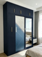 Armoire en acier imprimé d'Indonésie, 3 portes coulissantes, rangement pour vêtements, casier en métal, meuble de chambre à coucher en métal