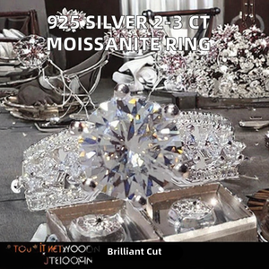 แหวนแต่งงานสำหรับผู้หญิง ดีไซน์ใหม่ล่าสุด เงินแท้ 925 ประดับเพชรโมอิสซาไนต์ทรงบริลเลียนต์ 2-3 กะรัต สี D คุณภาพเยี่ยม - Product Image 2