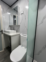 Mini-maison avec toit plat et salle de bain humide/sèche, maison conteneur extensible