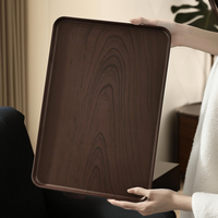 Ensemble d'assiettes en plastique imitatif en bois durable pour plateau à collation, gâteau, fruits, sushi, petit déjeuner, vaisselle de fête