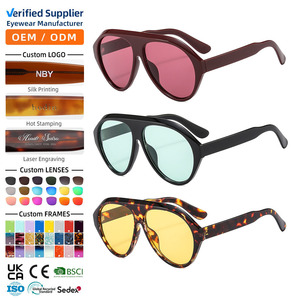 Lunettes de soleil surdimensionnées XY3607 style pilote, monture PC, verres UV400, protection tendance, personnalisables avec logo, fabricant OEM ODM - Product Image 1