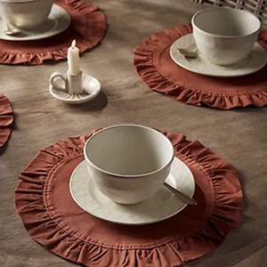 Tovagliette Rotonde in Cotone con Stampa Personalizzata, Moderne e Arricciate, Riutilizzabili, Impermeabili, Durevoli, Fatte a Mano, 40x40cm, Morbide e Lavabili - Product Image 6