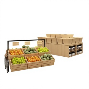 Cesta de mimbre de madera Highbright con expositor combinado para frutas y verduras - Product Image 1