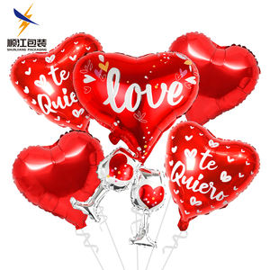 Bouquet di Palloncini San Valentino 'Ti Amo', Palloncini in Alluminio a Forma di Cuore, Decorazione per Feste di Matrimonio - Product Image 5
