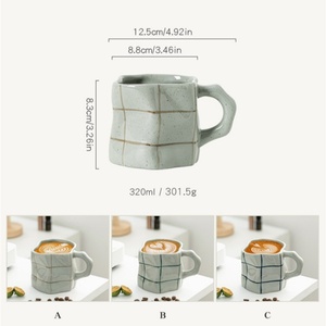 Tazza da Caffè in Ceramica FENN Personalizzata, Forma Irregolare Maculata, Porcellana 320ml, Vintage per <span class=keywords><strong>Latte</strong></span>/Cappuccino, Riutilizzabile - Product Image 5