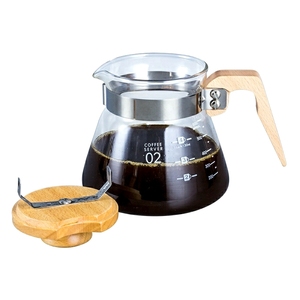 400 ml/600 ml เครื่องชงชากาต้มน้ําเบียร์กาแฟเซิร์ฟเวอร์หม้อกาแฟแก้วพร้อมที่จับไม้ - Product Image 1