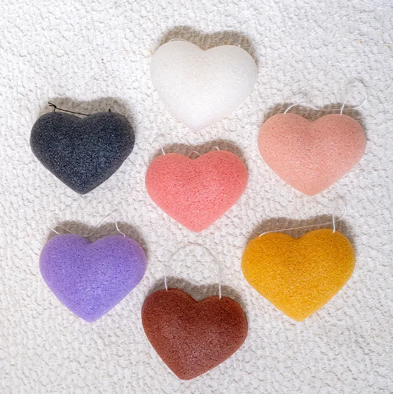 Natural Heart Shape Custom Wholesale Organic Konjac Sponge Facial And Body Bath Cleansing