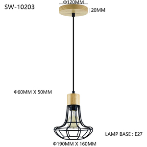 Lampe suspendue en bois Art déco, abat-jour en métal unique et petit, lampe suspendue pour salle à manger, lampe suspendue moderne pour bureau, lampe pour magasin - Product Image 3
