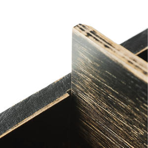 Boîte de Rangement Vintage en <span class=keywords><strong>Bois</strong></span> <span class=keywords><strong>Noir</strong></span> avec Plateau Roulant - Product Image 3
