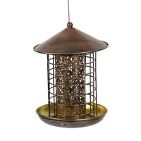 Mangeoire à oiseaux suspendue en métal vintage Oniya, mangeoire décorative pour oiseaux sauvages, station d'alimentation pour jardin extérieur