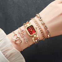 En Stock, Bajo MOQ, Set de Regalo de Reloj de Cuarzo, Pulsera y Collar para Mujer, de Marca, para Navidad, Año Nuevo, Cumpleaños