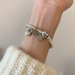 S925 Sterling <b>Silver</b> Charm Bracelet Women's Cartoon Rabbit <b>Bead</b> Animal Zodiac Everyday Wear Jewelry - Product Image 2