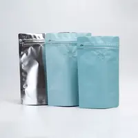 50 sacs d'emballage de café en aluminium mat, pochette en aluminium mat avec fermeture à glissière, vente en gros, usine chinoise