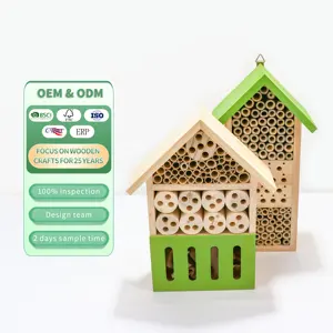 กล่องทำรังแมลงบ้านผึ้งทำจากไม้โรงแรมแขวนได้ตามต้องการ FSC & Bsci