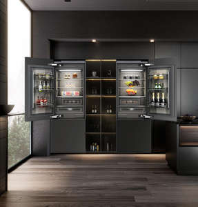 Réfrigérateur américain à portes françaises en acier inoxydable sans givre, prêt pour les panneaux, 30 pouces, congélateur inférieur, eau, ménage, hôtel - Product Image 3