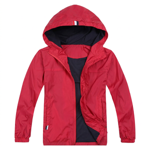 Unisex Red Hooded Windproof Puffer <b>Jacket</b> Casual Zipper Closure Polyester Wadding Autumn Wear <b>Rain</b> Coat Custom LOGO Design - Product Image 1