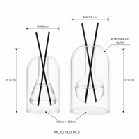 Botellas Difusoras de Vidrio ODIS, de Borosilicato de Alta Calidad, Libres de Alcohol, 130 ml, Recargables, Vacías, con Caja de Regalo para Aromatizar el Hogar