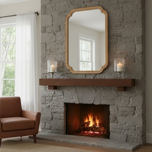 Natural Wood Color 20x30 Solid Wood Frame Rounded Corner Decorative <b>Mirror</b> <b>For</b> Bedroom Bathroom Living Room Entryway - Product Image 4