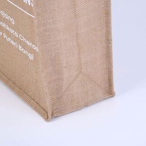 Sac de courses en lin naturel uni, écologique, en toile de jute, sac de plage avec logo imprimé personnalisé, vente en gros - Product Image 5