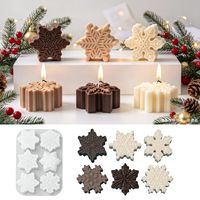 Moule en silicone 6 cavités flocon de neige pour tablettes de cire parfumée, divers motifs de flocons de neige pour étiquettes de pierres diffuseuses