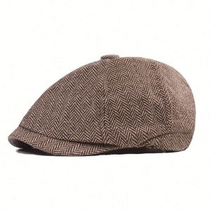 Béret en coton pour homme, style Gatsby euro-américain, casquette de newsboy à chevrons, accessoire décontracté pour le quotidien et l'extérieur - Product Image 4