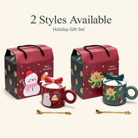 Coffret cadeau créatif avec tasse en céramique de Noël à motif de Père Noël et d'arbre de Noël, design de dessin animé, ensemble cadeau d'entreprise