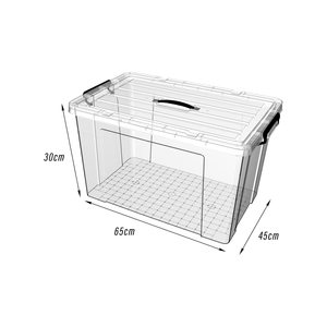 50l Clear Household Durable Transparent Plastic <b>Storage</b> <b>Container</b> <b>Stackable</b> Nestable Folder <b>Storage</b> Box With Lid and Wheels - Product Image 2