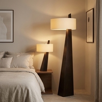 Lampe de table en bois rétro avec abat-jour en forme de tambour, lampe de chevet LED pour salon, chambre à coucher, hôtel