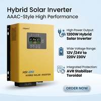 Convertisseur solaire hybride 1,2 kW avec contrôleur PPT 40A intégré, stabilisateur AVR, convertisseur solaire monophasé 12V 24VDC vers AC avec chargeur AC