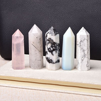 Baguette de cristal de Quartz Rose Améthyste Naturelle Style Feng Shui Point Sculpté Énergie Guérison Minérale Artisanat Tour Cadeau Maison
