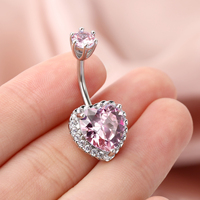 Toposh Bijoux de Piercing Ventre Double Cœurs Gemmes en Acier Chirurgical Anneaux de Nombril pour Femme