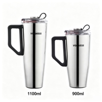 Bouteille d'eau isotherme en acier inoxydable personnalisable de 30 oz avec paille pour les voyages