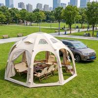Tente Cabine Meisu à Gonflage Rapide, Double Couche, Quatre Saisons, Deux Chambres, en Mélange de Coton, 5m 6m, avec Sol en PVC pour Famille en Extérieur
