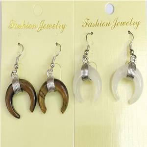 Ensemble de boucles d'oreilles en pierre d'aventurine verte en forme de lune taillée sculptée Bijoux de mode Style amoureux Cristal de quartz Pierre semi-précieuse Artisanat - Product Image 5