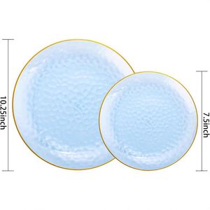 Assiettes jetables en plastique transparent doré à motif marteau robustes pour mariages et fêtes - Product Image 2