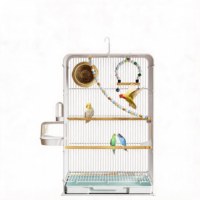 Cage à oiseaux portable en métal pour perroquets et perruches avec plateau amovible, gamelle et perchoir – Utilisation extérieure/voiture