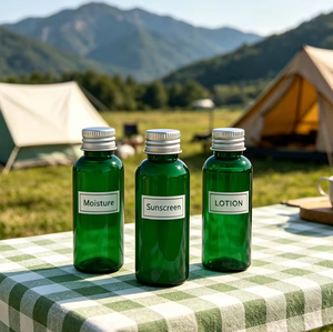 Flacon de voyage rechargeable en PET vert de 50 ml avec bouchon en aluminium - Contenant de liquide de toilette anti-fuite approuvé par la <span class=keywords><strong>TSA</strong></span> - Product Image 4