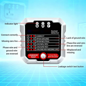 Socket Tester 6 Types Wiring Conditions Test Brand New Original Circuit Polarity Detector ABS Shell Leakage Switch <strong>Detection</strong> - Product Image 2