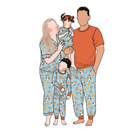 Ensemble de pyjamas d'hiver en fibre de bambou à manches longues pour bébés filles, taille plus, motif de dessin animé familial de Noël, best-seller 2025