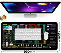 Grand Tapis de Souris Gaming Imperméable avec Raccourcis Excel, Tapis de Clavier de Bureau en Caoutchouc Antidérapant, Tapis d'Ordinateur en Stock