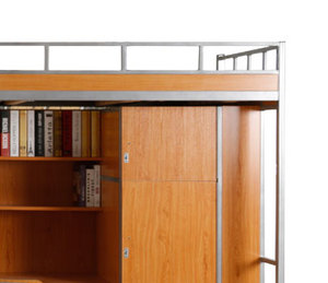 Lit superposé en métal à double étage à prix avantageux pour étudiants, lit superposé robuste et stable avec bureau et armoire, lit pour 2 adultes et un enfant - Product Image 6