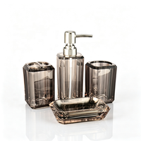 Ensemble d'accessoires de salle de bain en acrylique transparent épais |   Distributeur de lotion, porte-savon, gobelets et support pour brosses à dents |   pour la maison et l'hôtel
