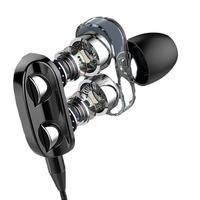 Earphone Wired In-Ear Dual Dynamic dengan Konektor Tipe-C, Suara HiFi Quad Driver Canggih untuk Kebanyakan Ponsel