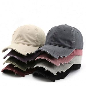 Unisex Fashion Denim Solid Color Baseball Cap with Old Hole Design and Washed Finish for Four Seasons Outdoor <b>Sunscreen</b> Use - Product Image 1