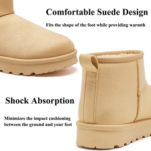 Bottines à enfiler en <span class=keywords><strong>daim</strong></span> doublées de fausse fourrure - Bottes d'hiver à plateforme pour <span class=keywords><strong>femme</strong></span> pour un confort intérieur/extérieur et la neige (ODM/OEM disponible) - Product Image 2