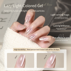 Cat's Eye 5 en 1 Gel de couleur claire automne hiver nouveau cassis violet pas besoin de <span class=keywords><strong>Base</strong></span> couche de finition Gel oeil de chat Gel vernis - Product Image 4