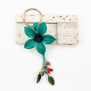 Llavero de Cuero Genuino Estilo Boho <span class=keywords><strong>con</strong></span> Flor y Borla, Colgante para Bolso de Mujer, Accesorio Bohemio de Cuero - Product Image 5